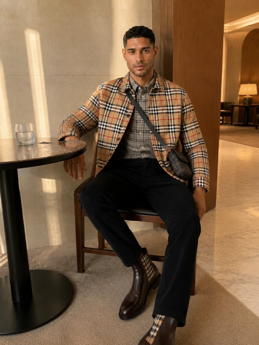 Burberry mens quilted check jacket outfit