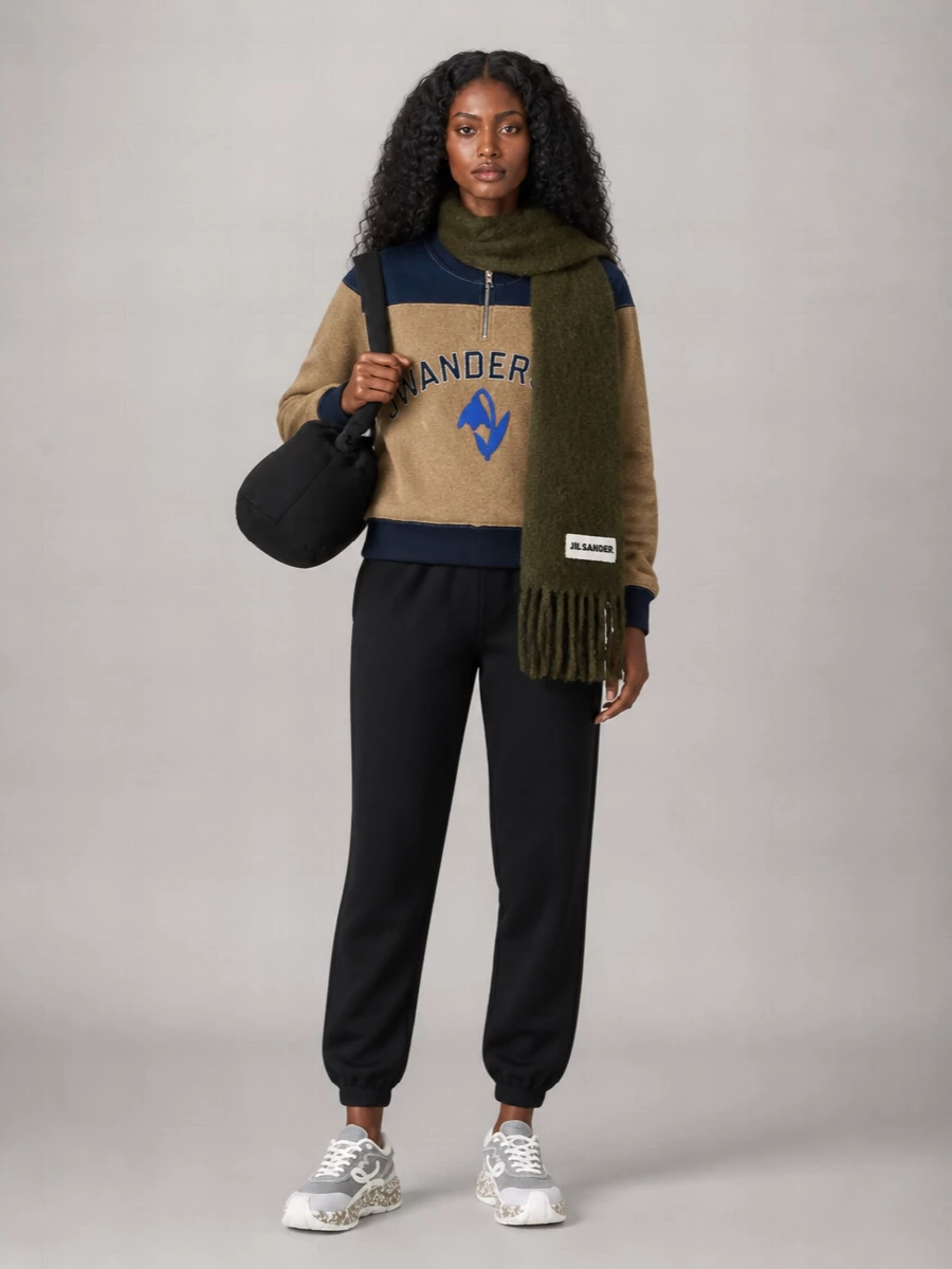 Jw Anderson Wool Color-Block Half-Zip Sweatshirt