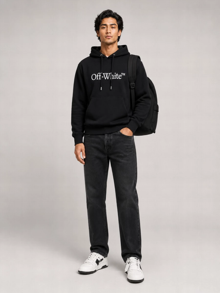 Off-White Cotton Logo Print Hoodie