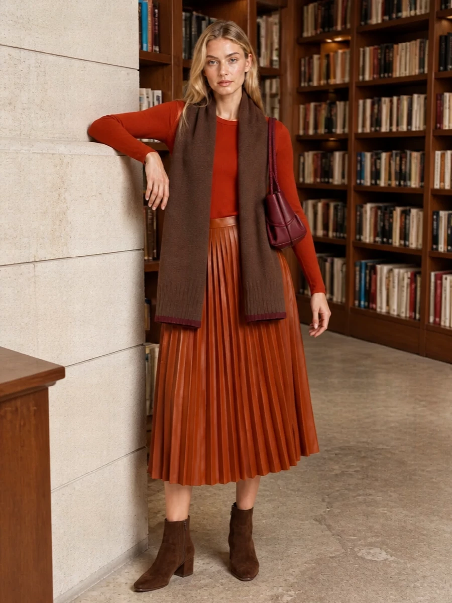 Extreme cashmere terracotta knit mm6 caramel skirt