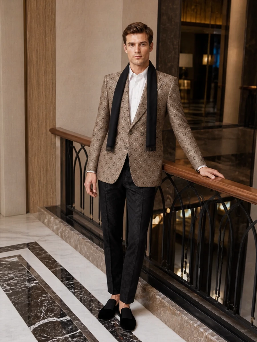 Gucci geometric dinner jacket black tuxedo trousers