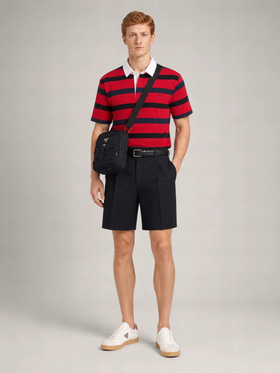 Prada Striped Cotton Short-Sleeve Polo Shirt