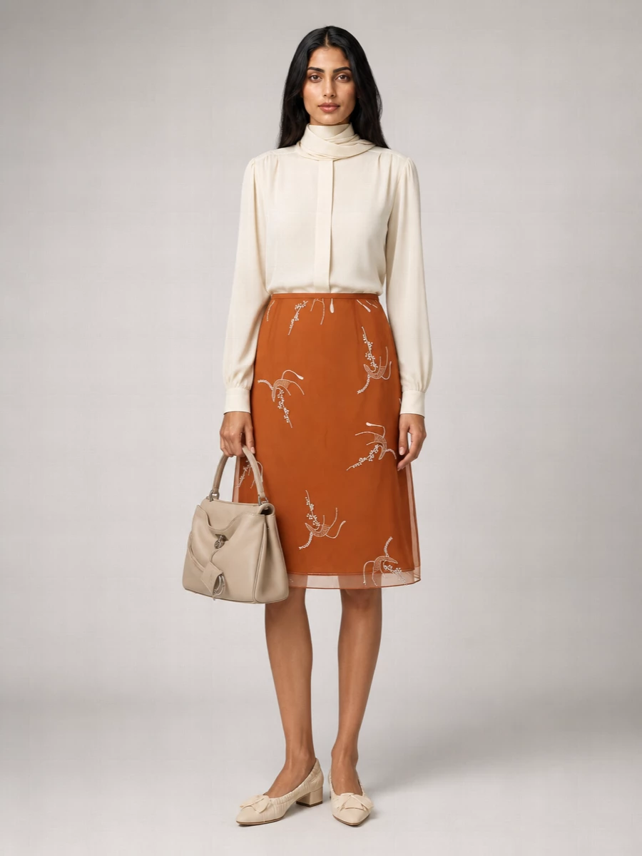 Prada Silk Organza Midi Skirt