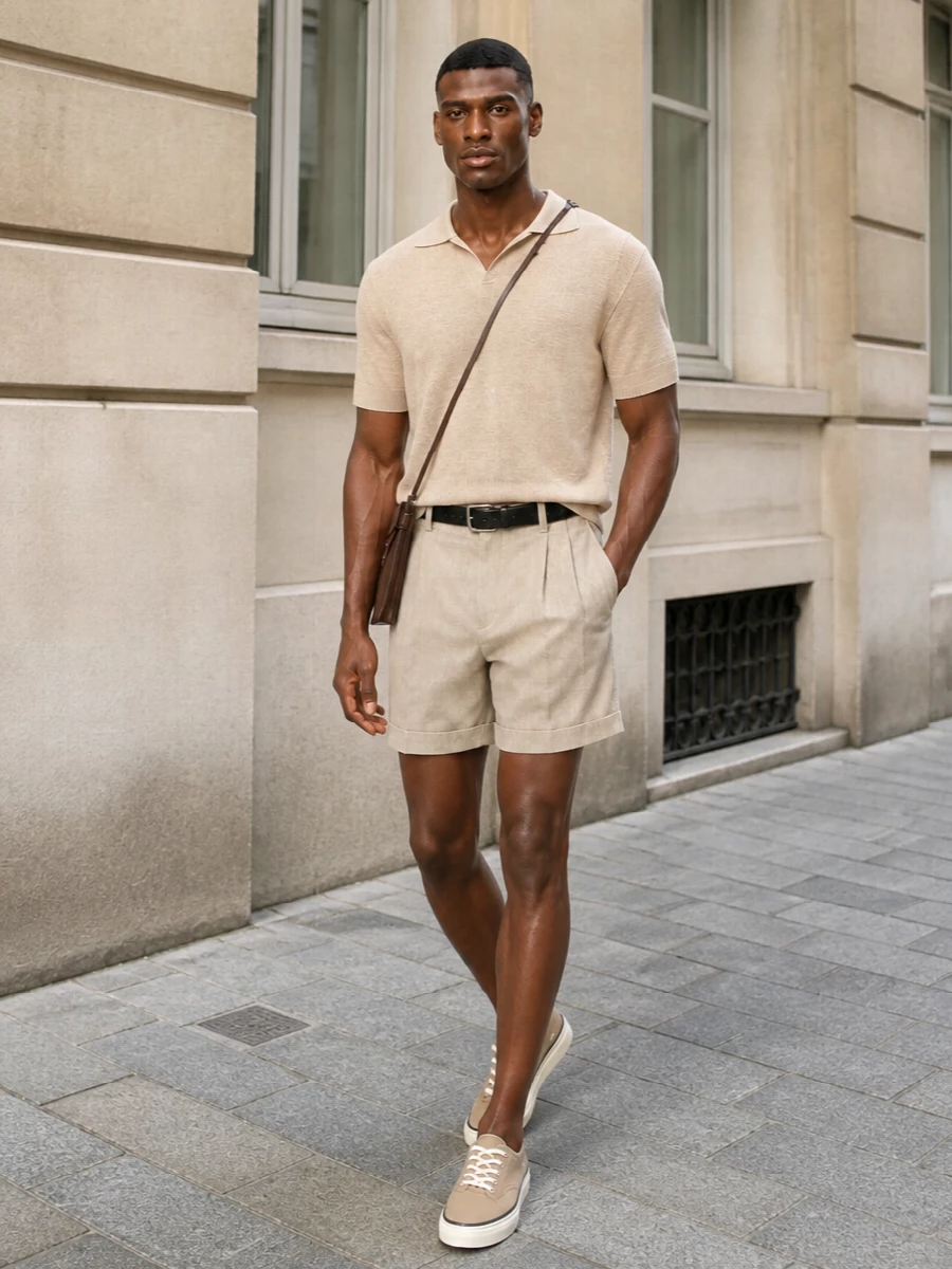 Jacquemus knit polo pleated shorts summer outfit