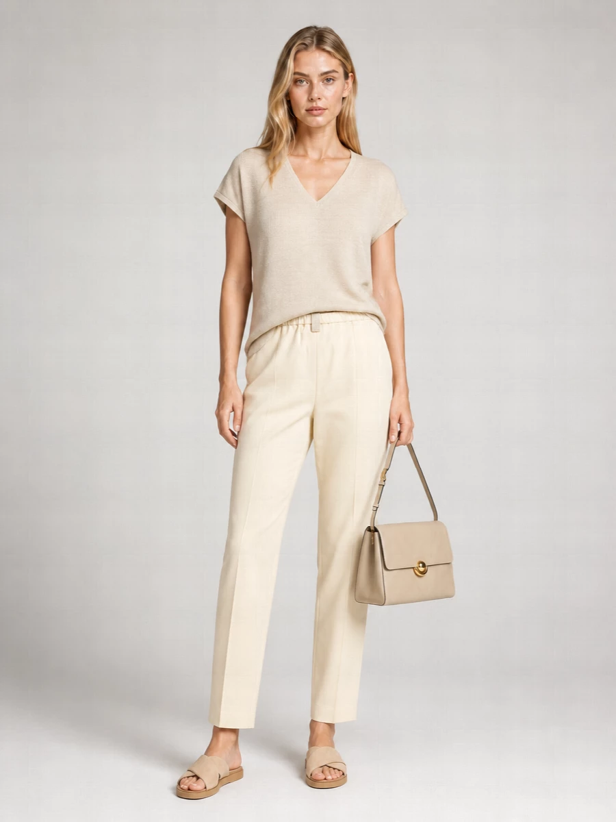 Fabiana Filippi V-Neck Short-Sleeve Knitted Top