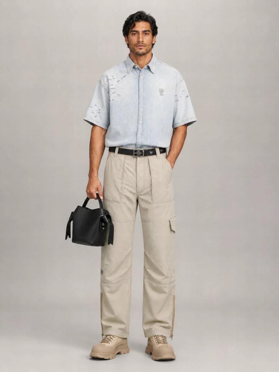 Acne Studios Adjustable Hem Cargo Pants Contrast Stitching