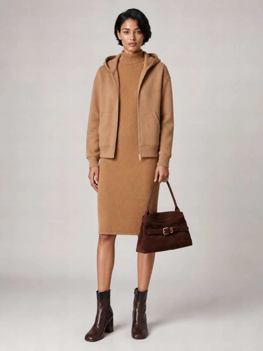 S Max Mara Ribbed Cotton Jersey Zip Hoodie