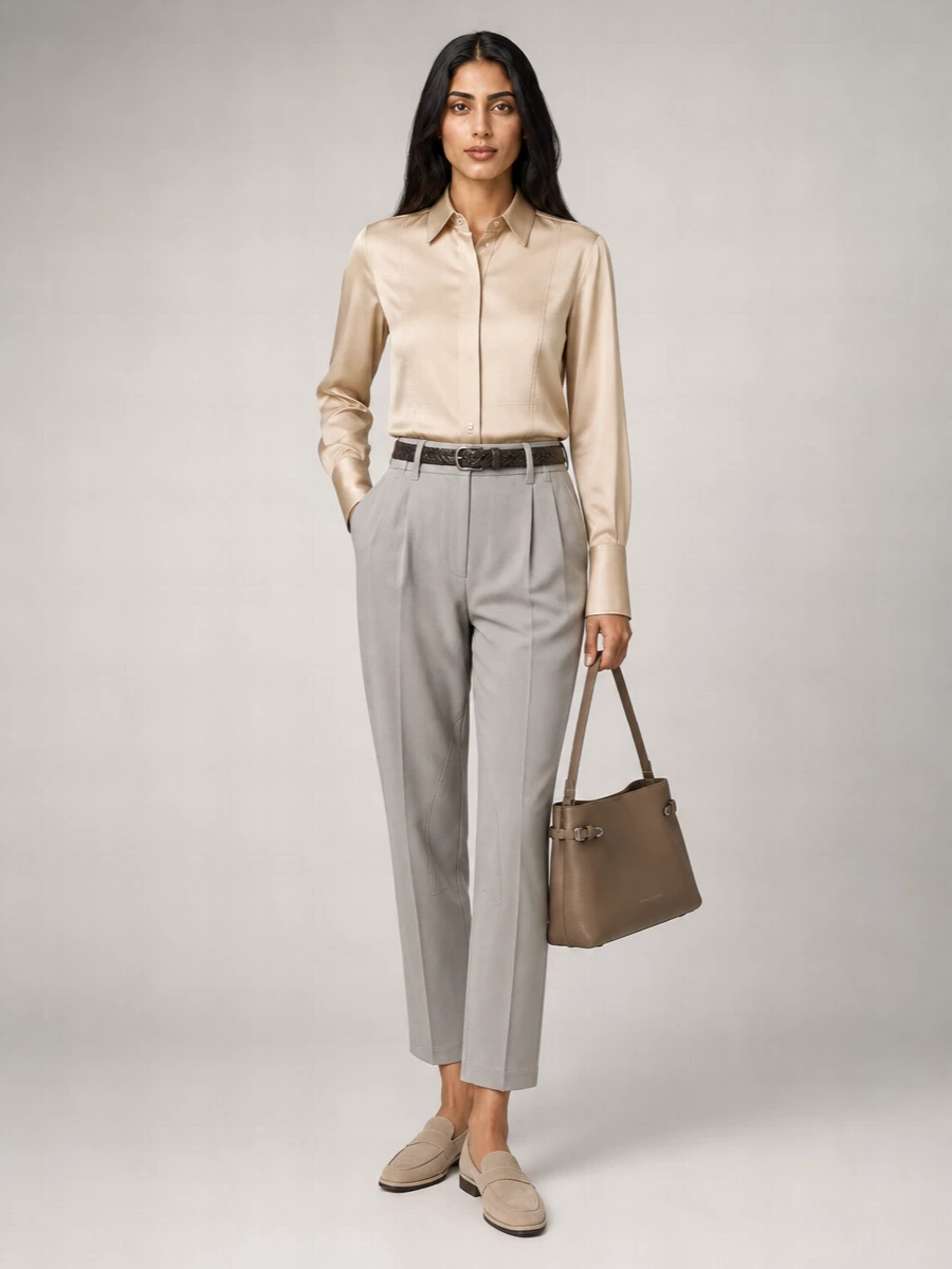 Brunello Cucinelli Viscose Wool Pleated Tapered Trousers