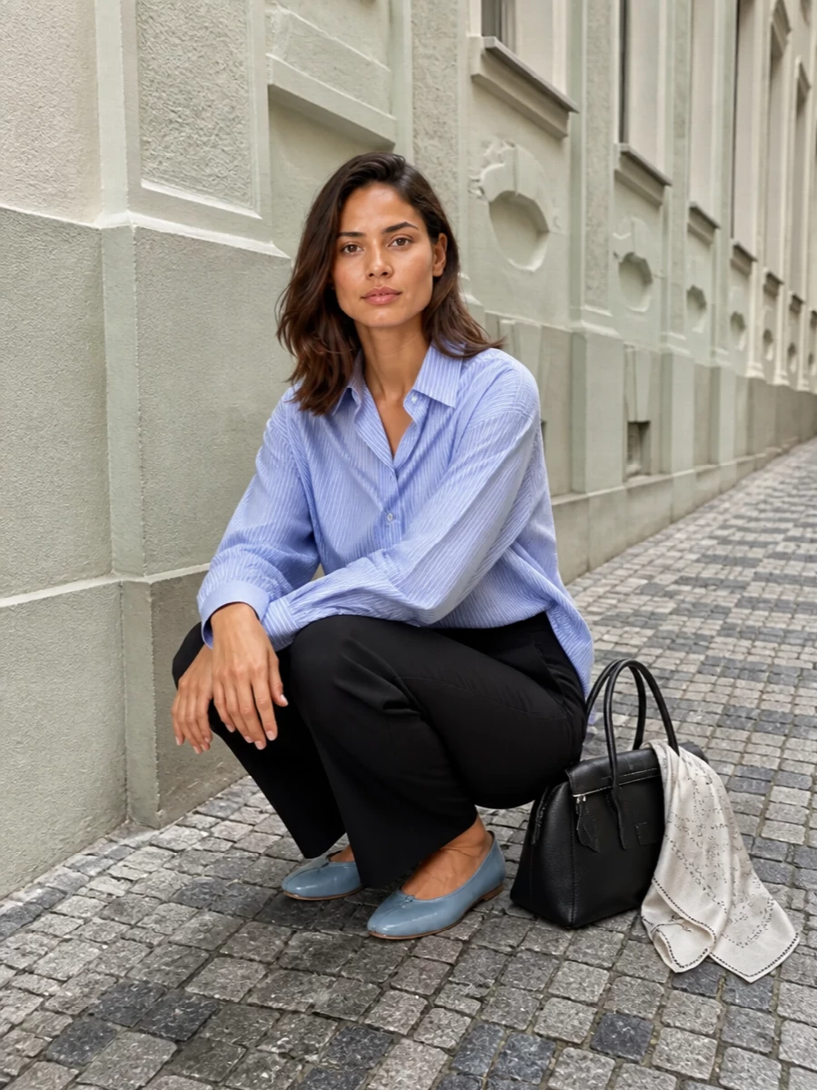 Maison margiela striped shirt black trousers