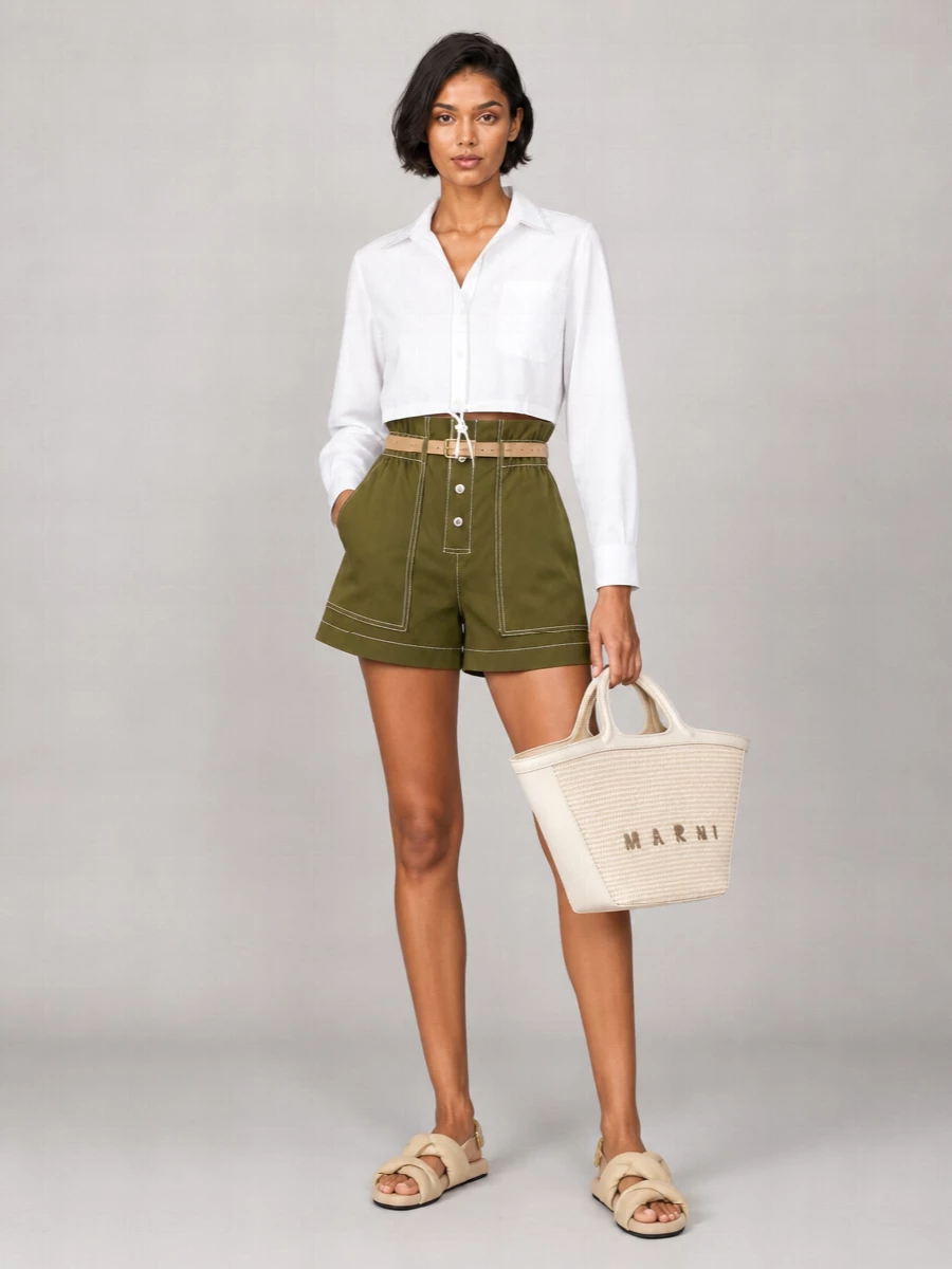 Marni Cotton Gabardine Tailored Shorts