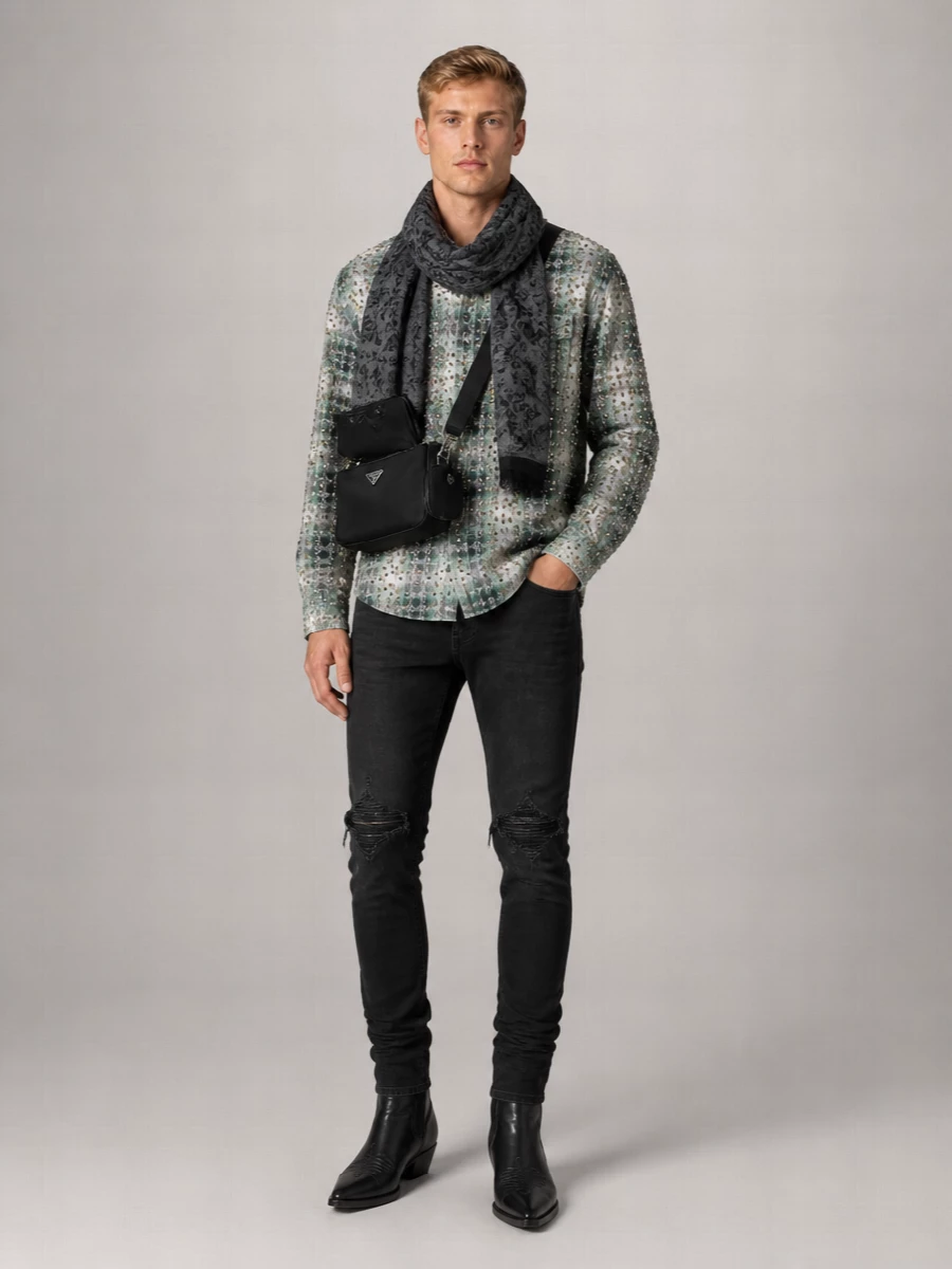 Amiri Crystal Flannel Casual Shirt