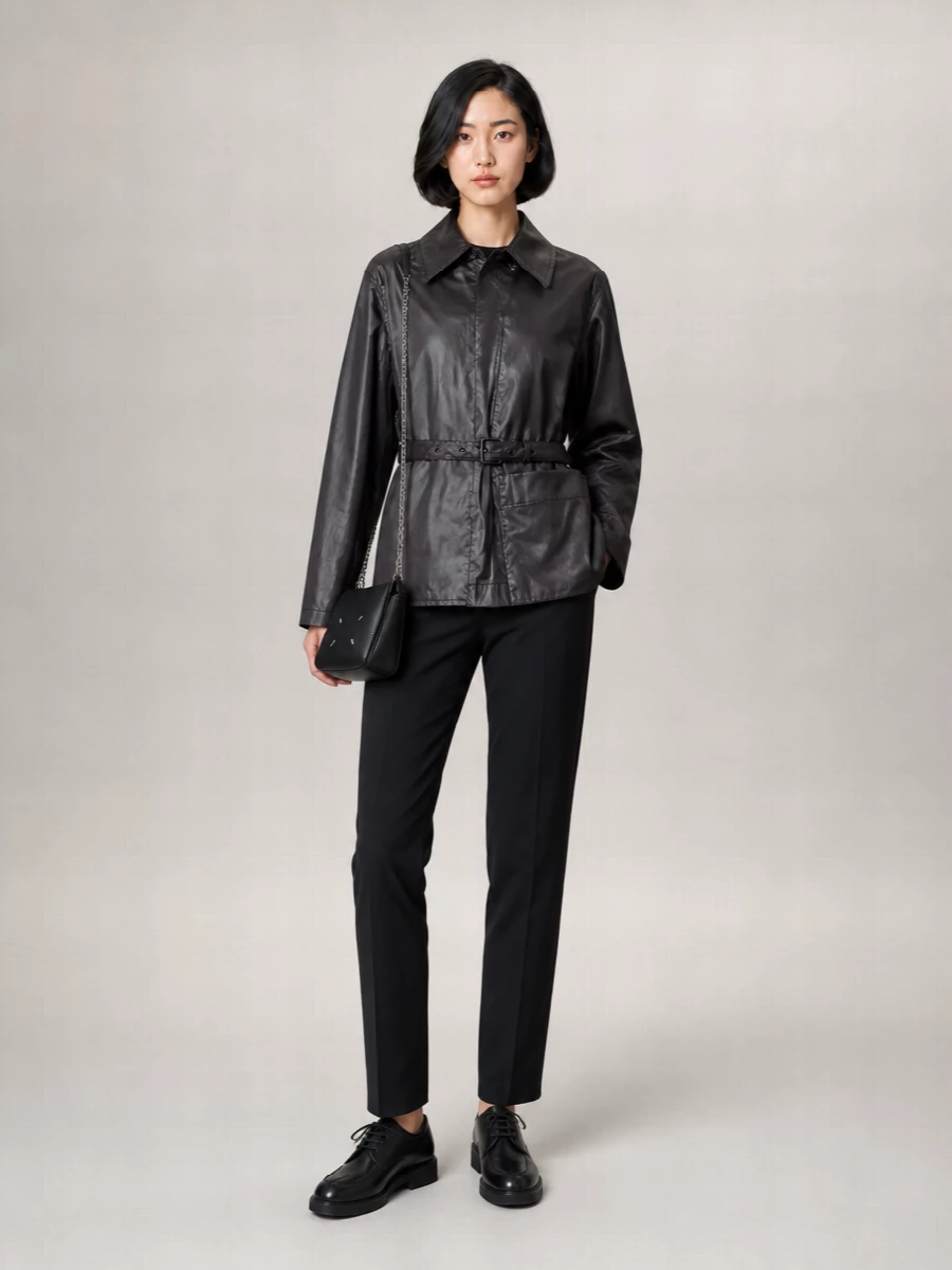 Lemaire Coated Cotton Belted Single-Breasted Coat