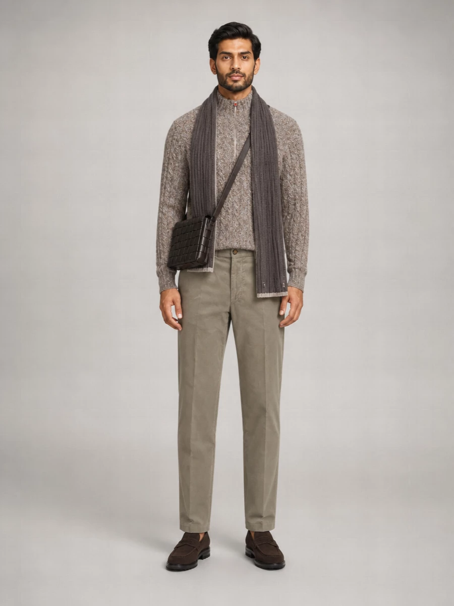 Kiton ribbed cashmere high collar zip sweater