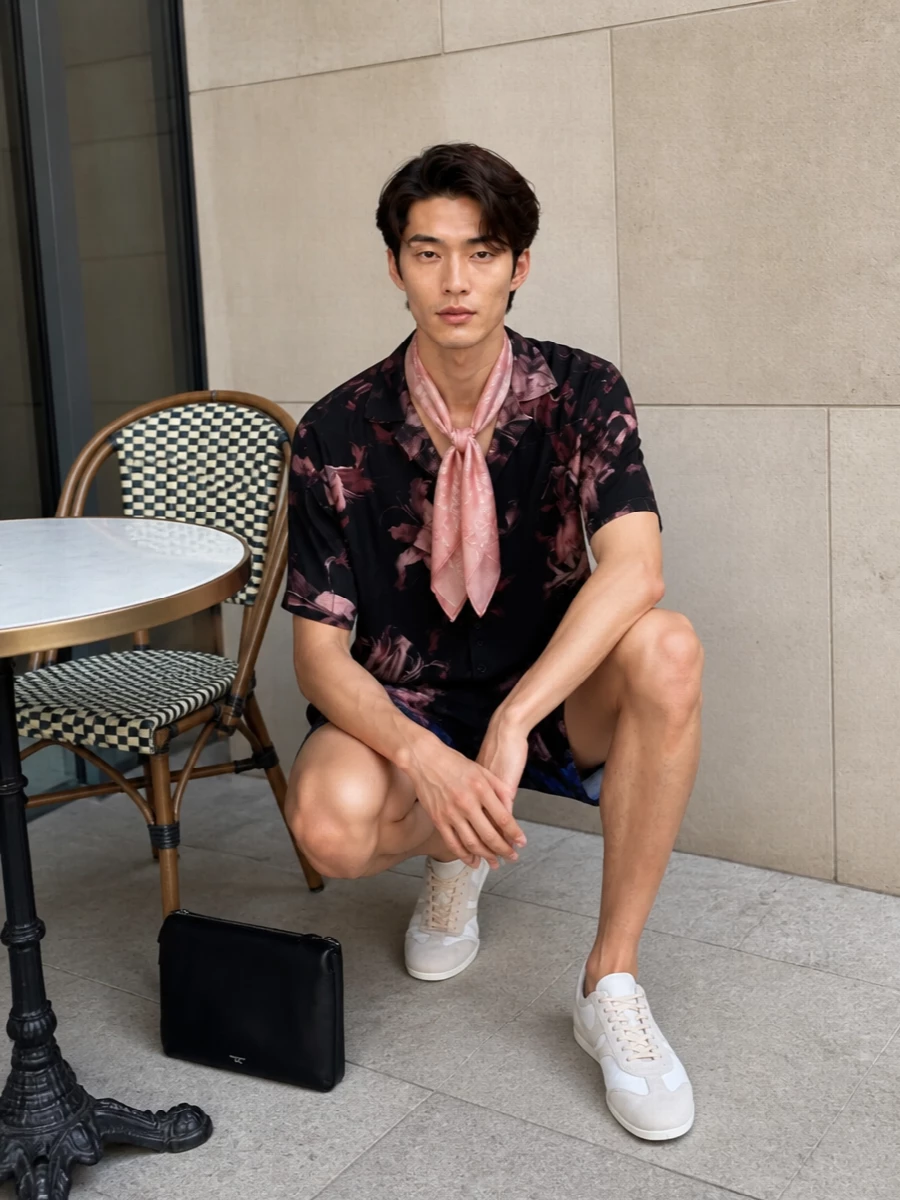 Dries van noten floral swim shorts retro sneakers