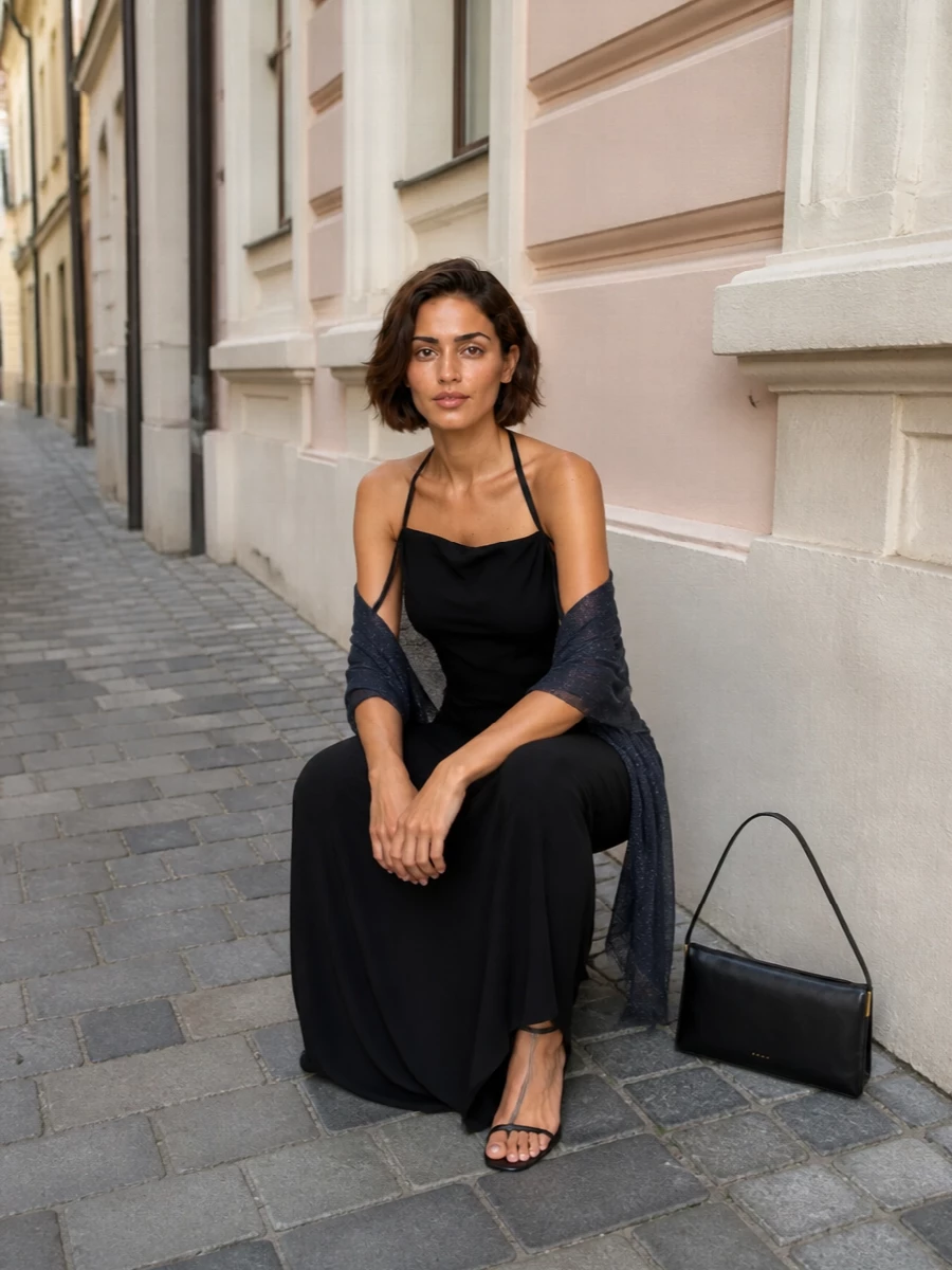 Marine serre black halter dress marni heels