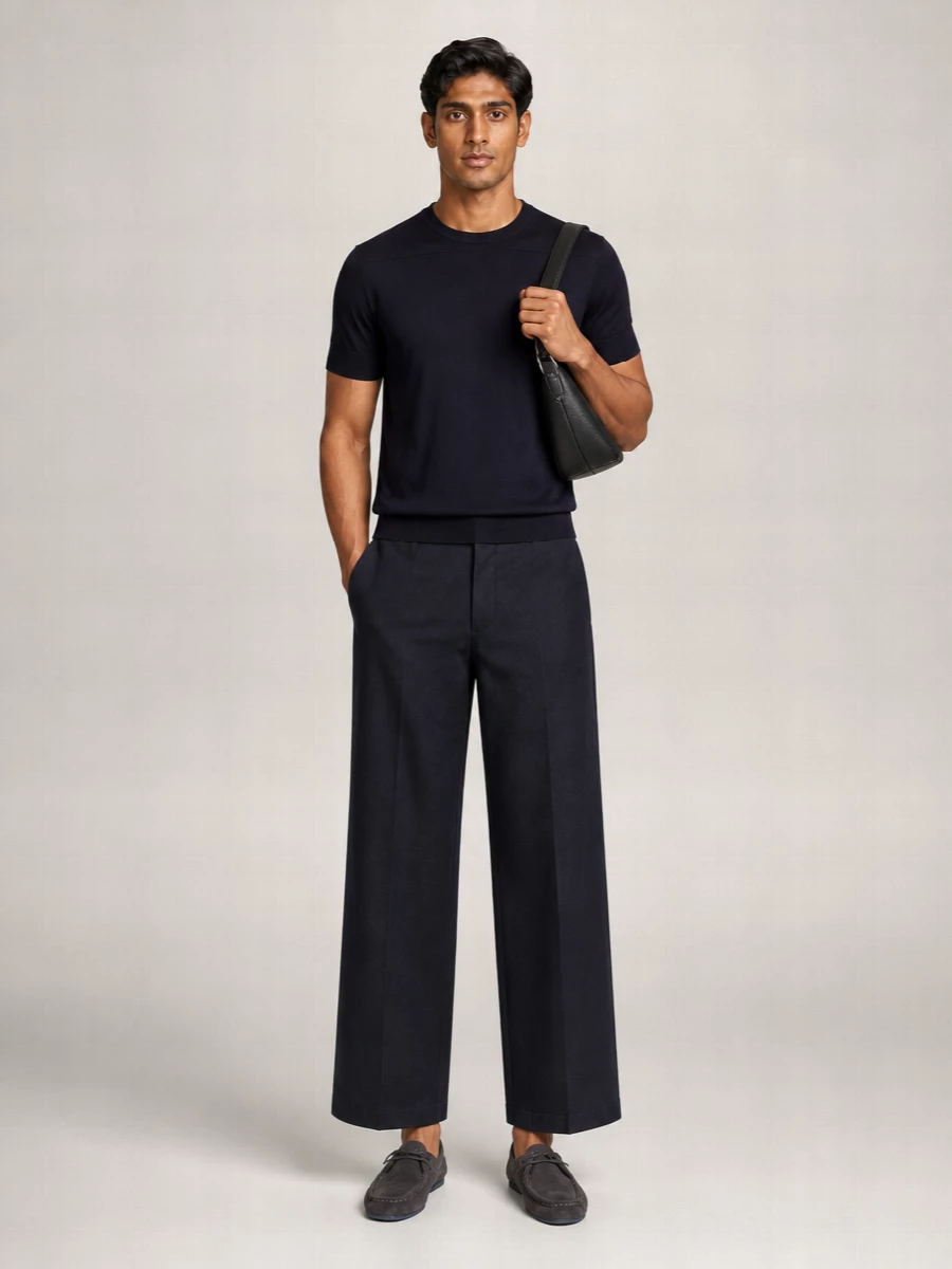 Jil Sander Ribbed Crew-Neck Short-Sleeve Wool Sweater