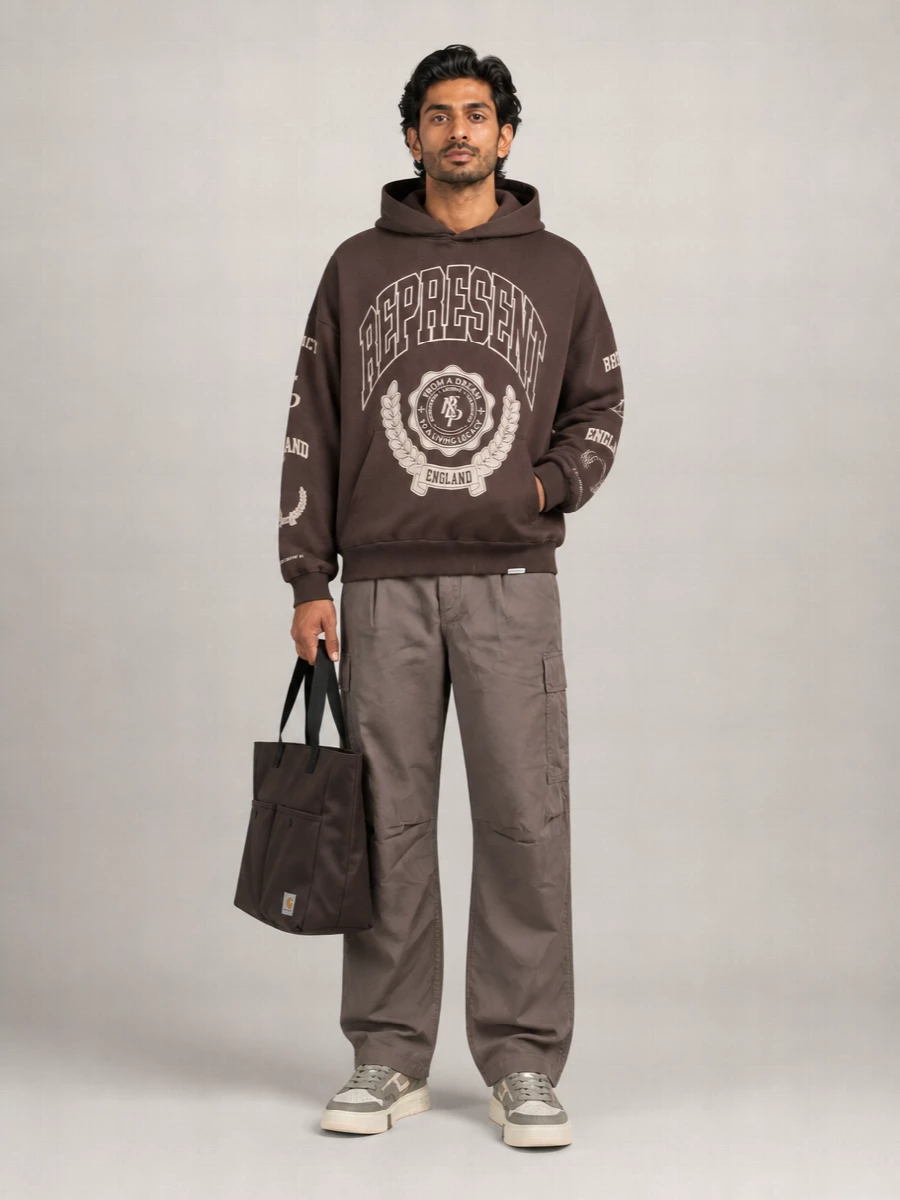 Represent Cotton Relaxed-Fit Printed Hoodie