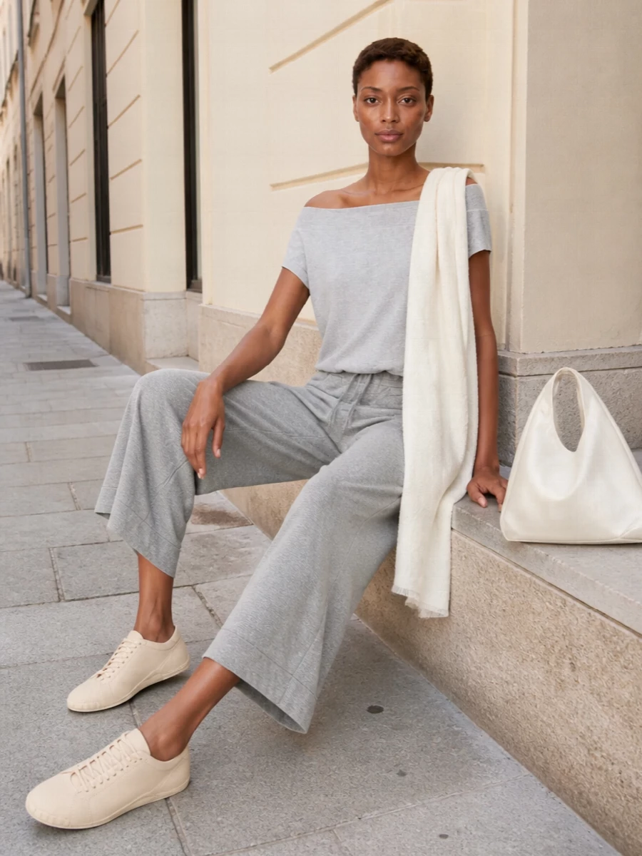 Dries van noten grey knit wide leg outfit