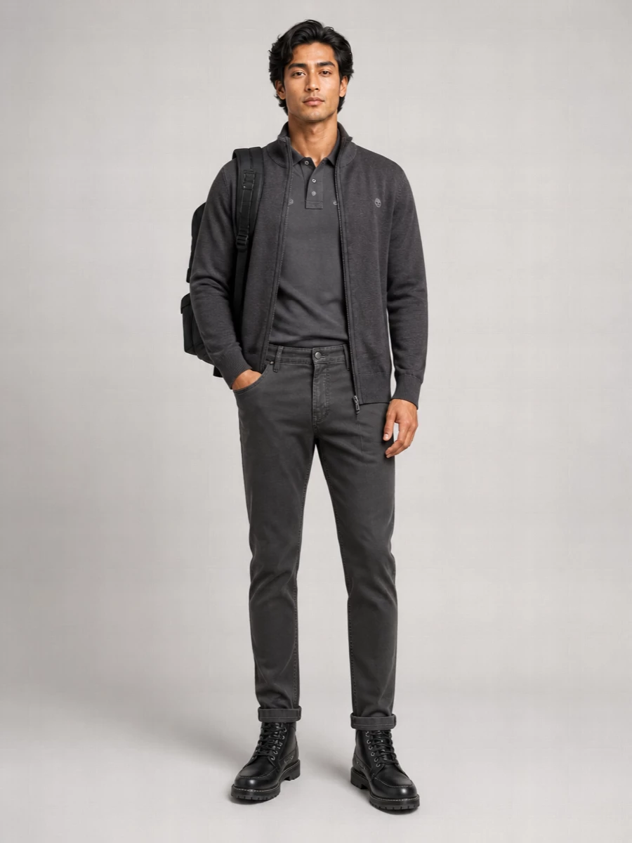 Timberland Cotton High-Neck Zip-Up Cardigan