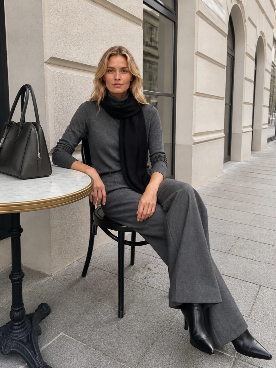 Stella mccartney charcoal sweater wide leg trousers