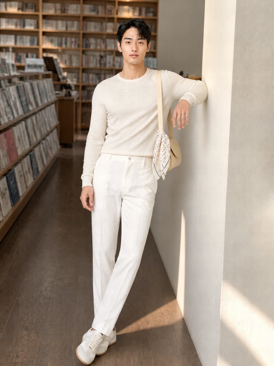 Zanone cream sweater herno trousers dries sneakers
