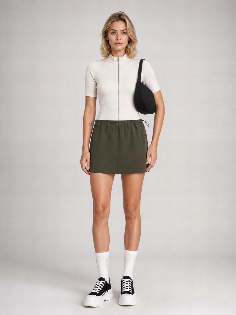 Alexander Wang Cotton Mid-Rise Drawstring Mini Skirt