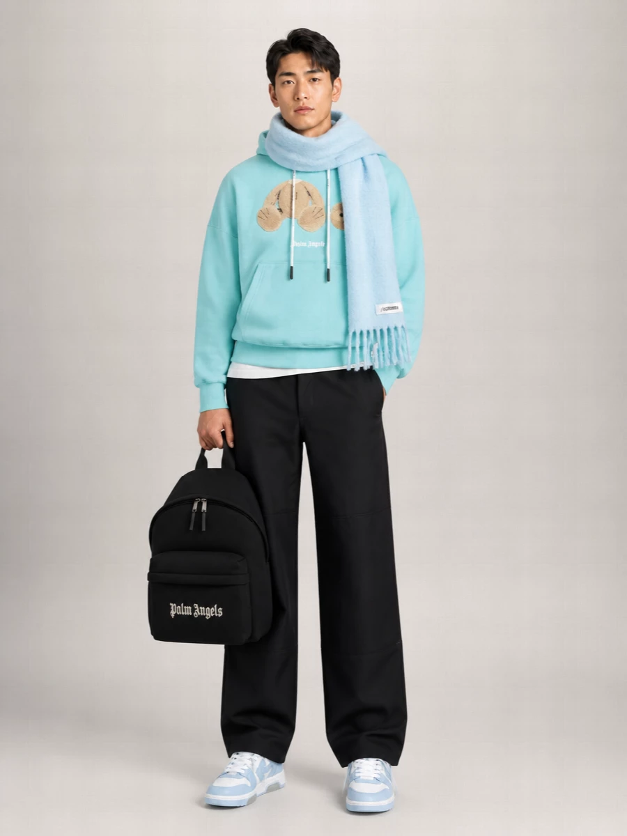 Palm Angels Cotton Logo-Embroidered Hoodie