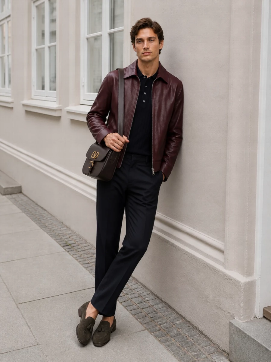 Lardini leather jacket brunello cucinelli trousers