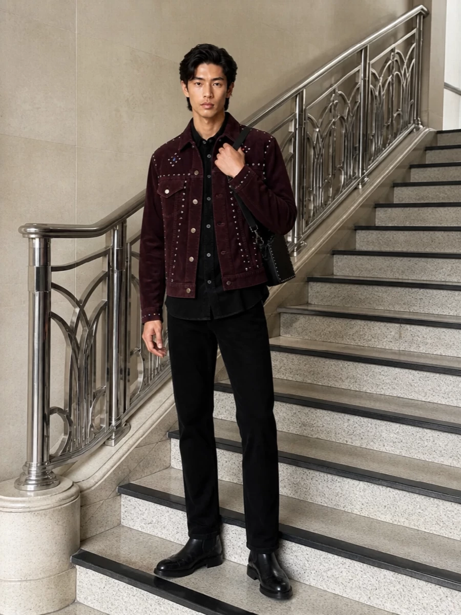Needles trucker saint laurent corduroy outfit