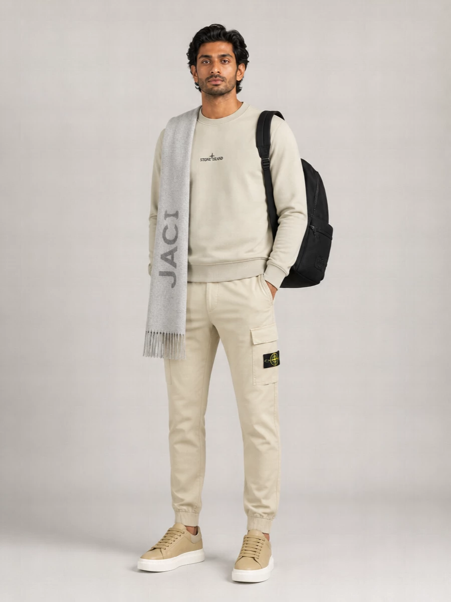 Stone Island Cotton Logo Print Sweatshirt
