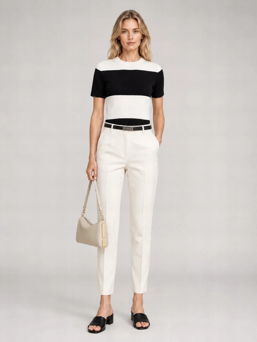 S Max Mara Ribbed Slim-Fit Striped Wool Short-Sleeve Knitted Top