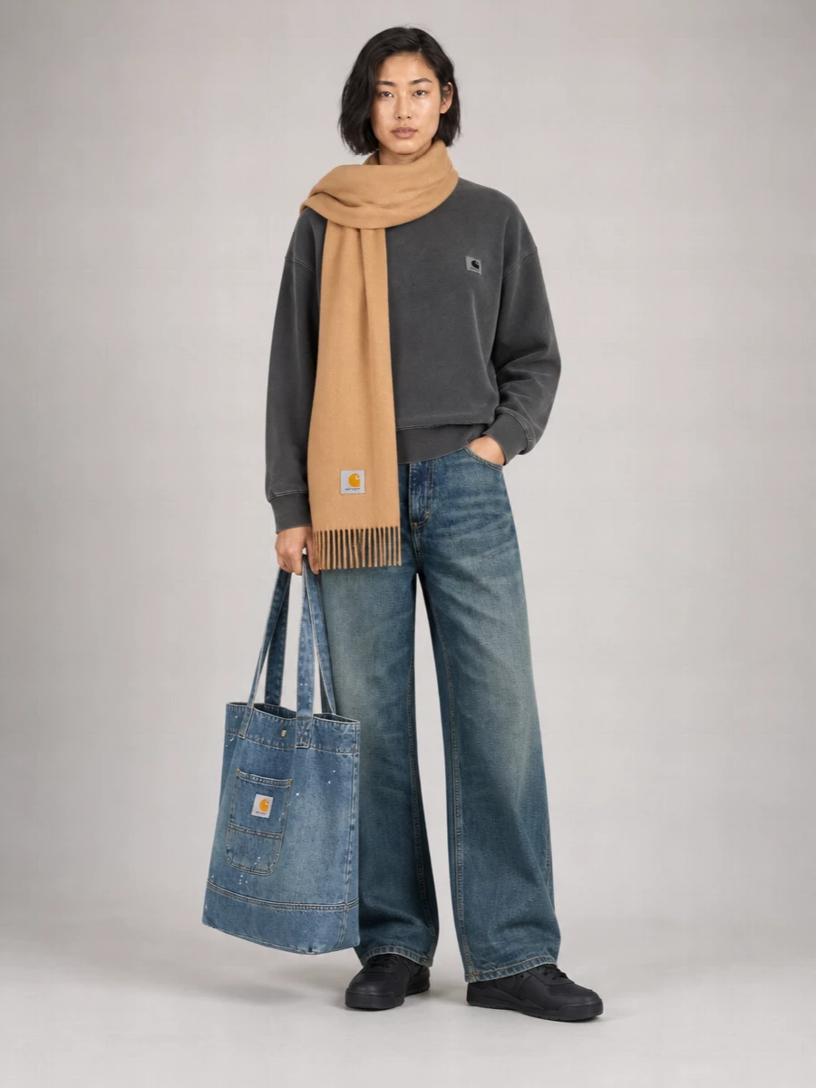 Carhartt Wip Wide Leg Single Knee Denim Trousers