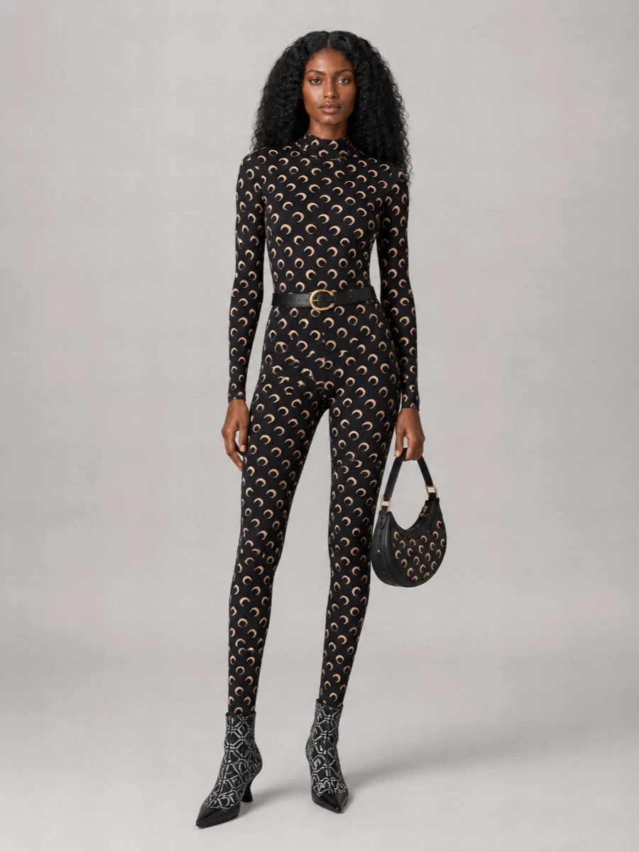 Marine Serre Printed High-Neck Long-Sleeve Top