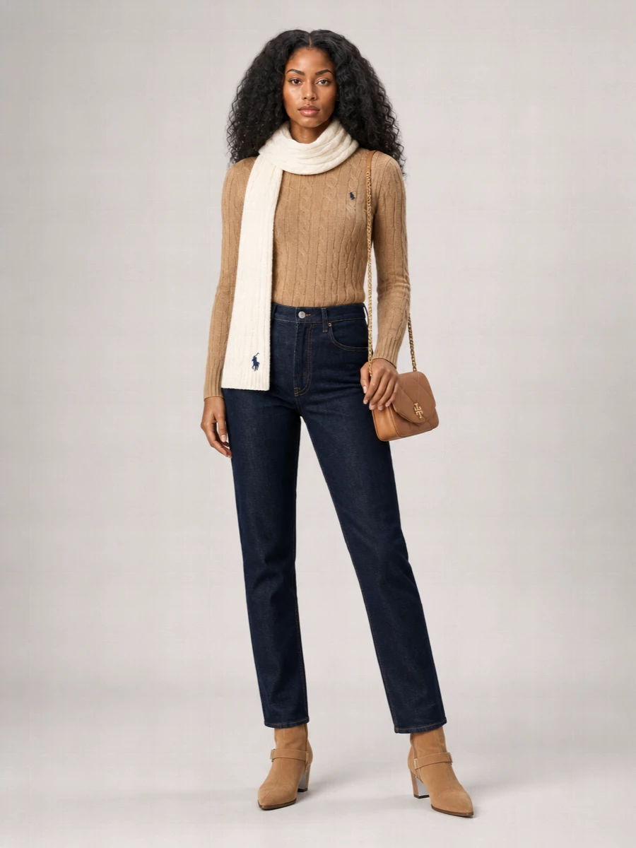 Polo Ralph Lauren Wool Cashmere Cable-Knit Crew-Neck Jumper