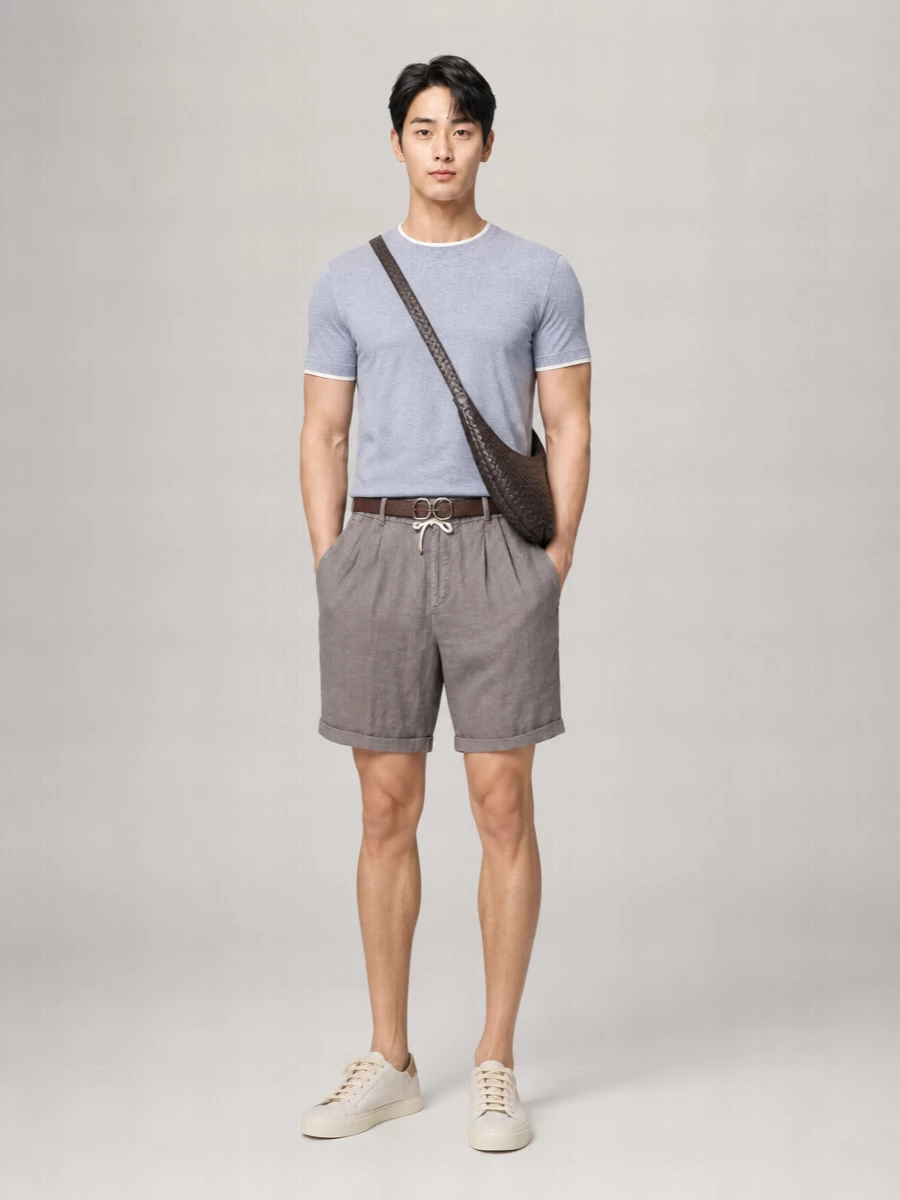 Brunello Cucinelli Cotton Bicolor Faux-Layered Short-Sleeve T-Shirt