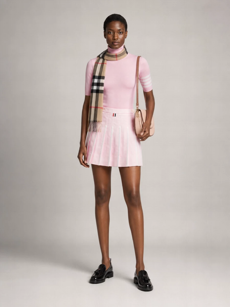 Thom Browne Wool Ribbed Turtleneck Short-Sleeve Knitted Top