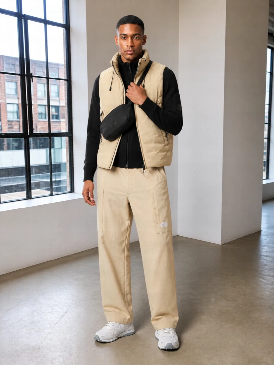 Cp company north face beige gilet outfit