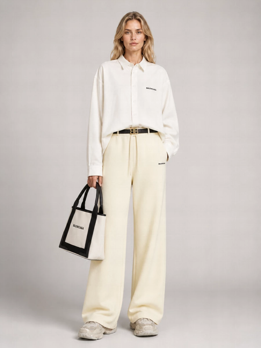 Balenciaga Cotton Low-Rise Flared Wide-Leg Joggers