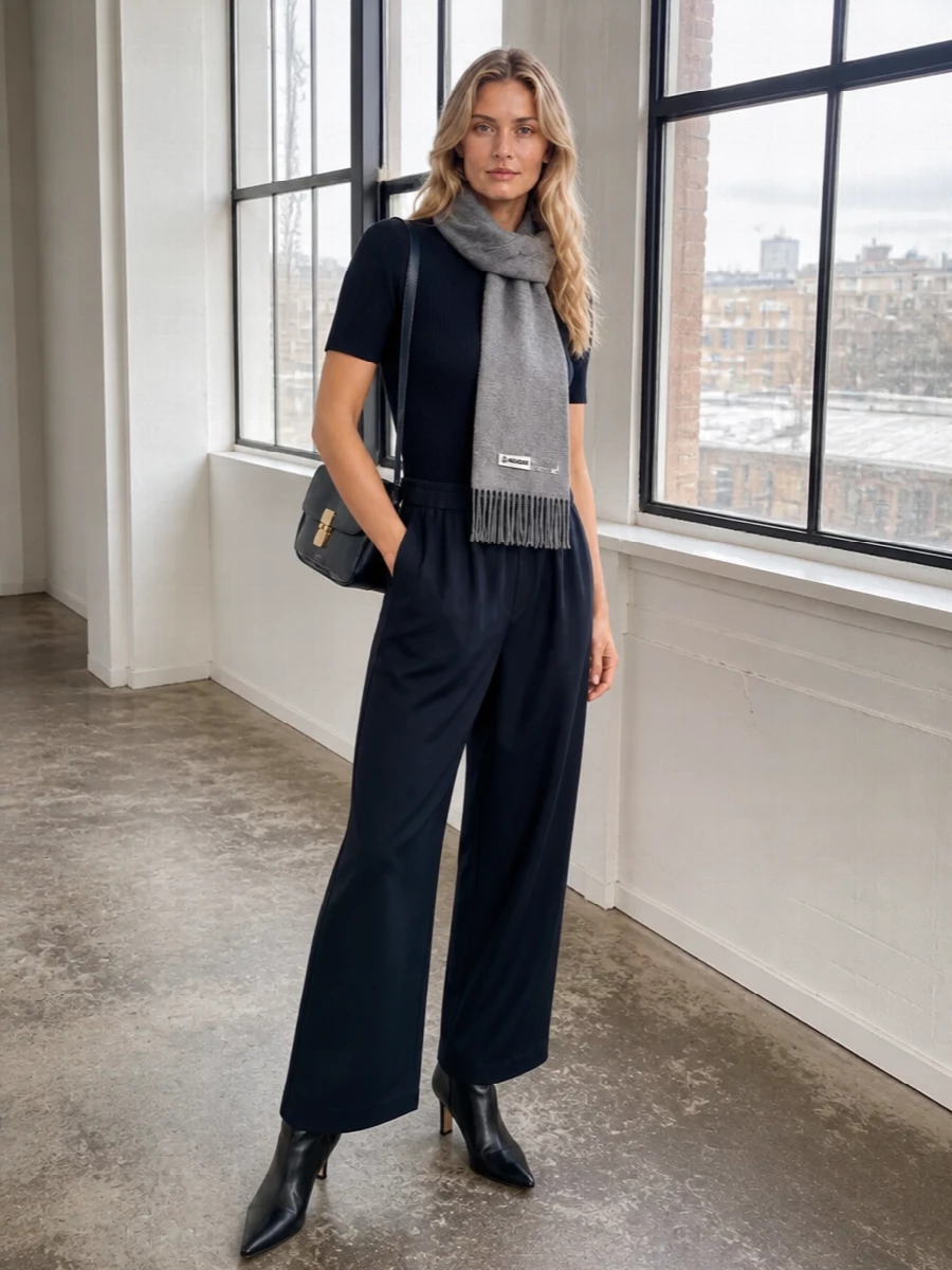 Fabiana filippi navy knit wide leg outfit