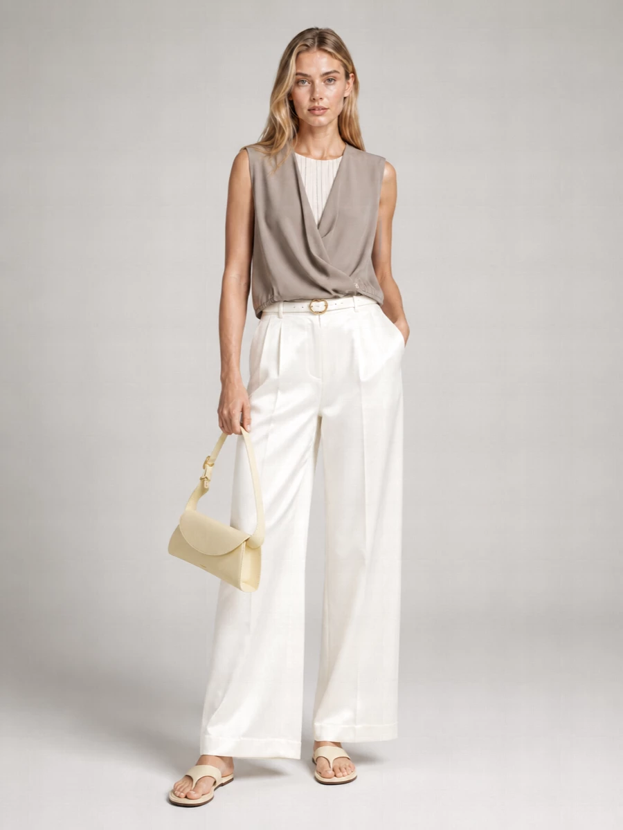 Alysi V-Neck Sleeveless Satin Top