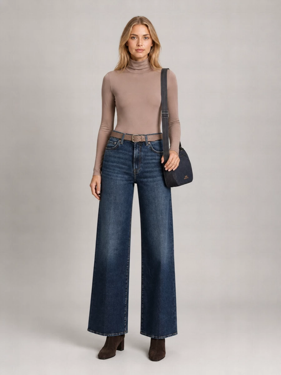 7 For All Mankind Denim High-Rise Wide-Leg Jeans