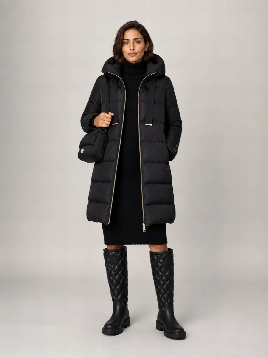 Herno Satin A-Line Hooded Down Puffer Jacket