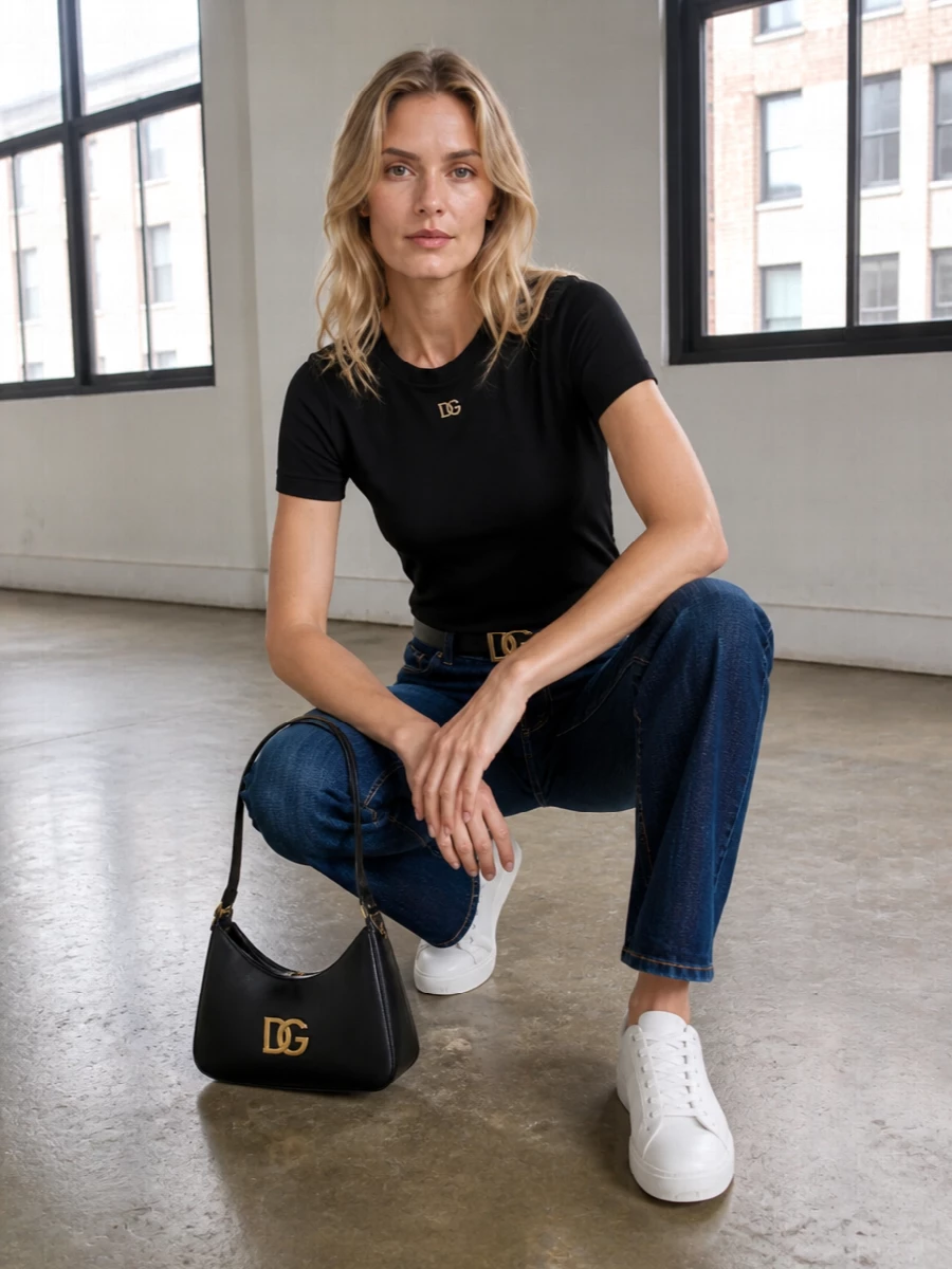 Dolce gabbana black tee dark jeans outfit