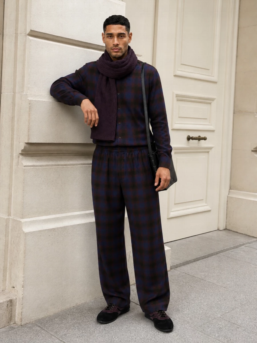 Dries van noten wide leg check trousers outfit