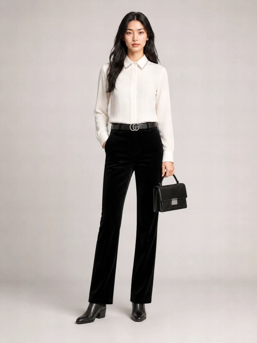 Golden Goose Velvet Slightly Flared Tailored Trousers