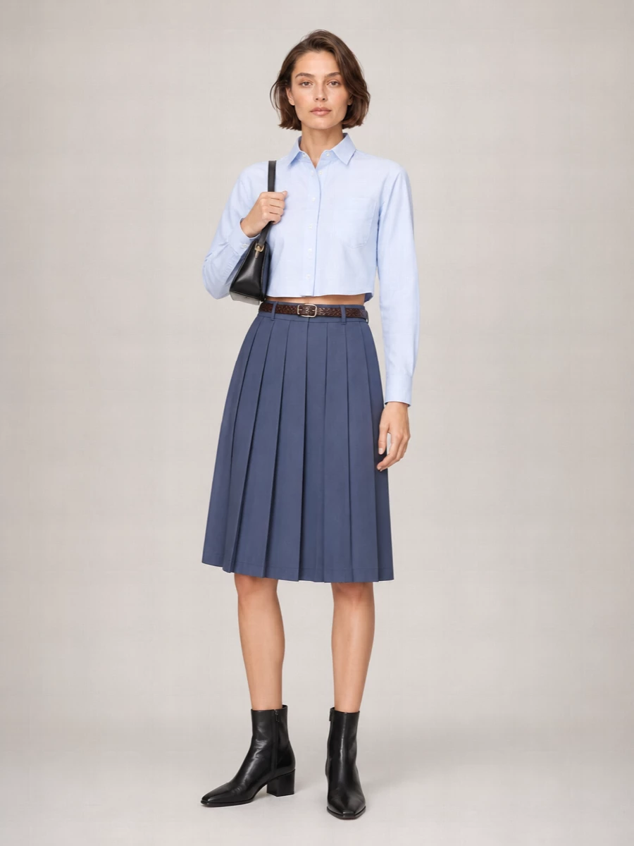 Ami Paris wool pleated midi skirt