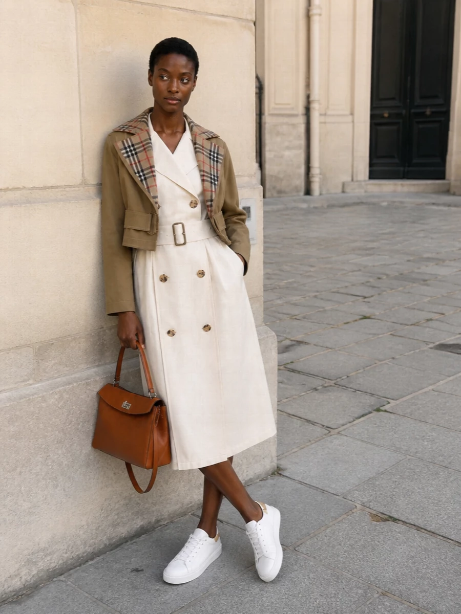 Burberry trench shirt dress cropped jacket outfit