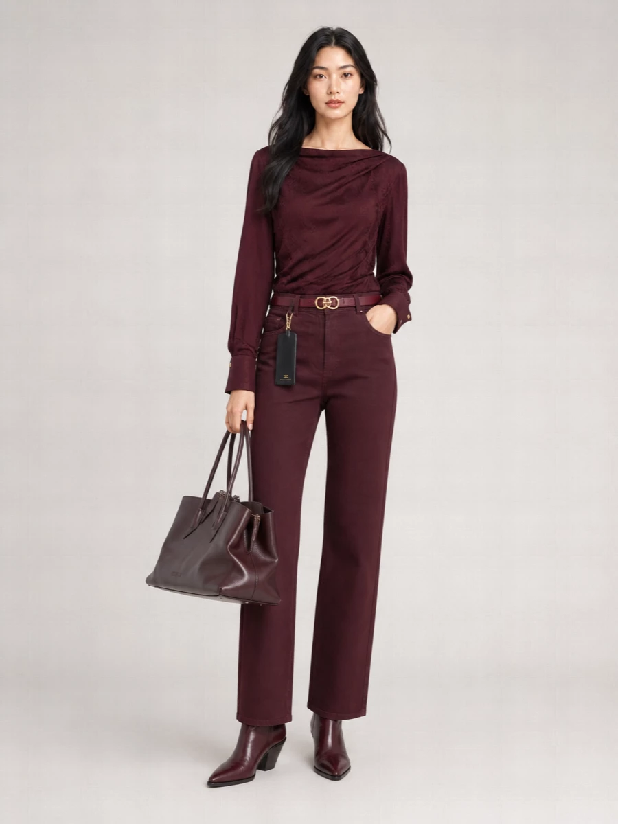 Elisabetta Franchi Denim Straight-Leg Trousers