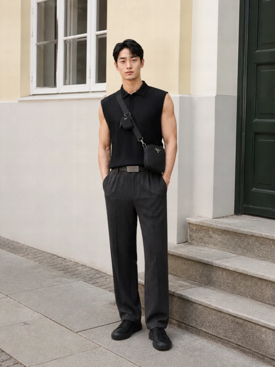Homme plisse pleated set prada sneakers