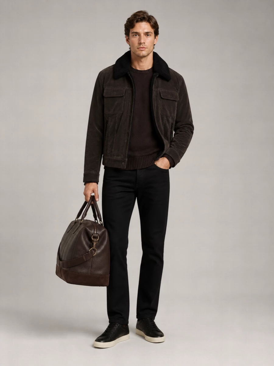 Tom Ford Corduroy Shearling Collar Trucker Jacket